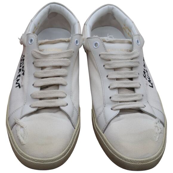 Saint Laurent Court Classic SL/06 Signature Canvas And Leather Sneakers Size 40 - Picture 3 of 13